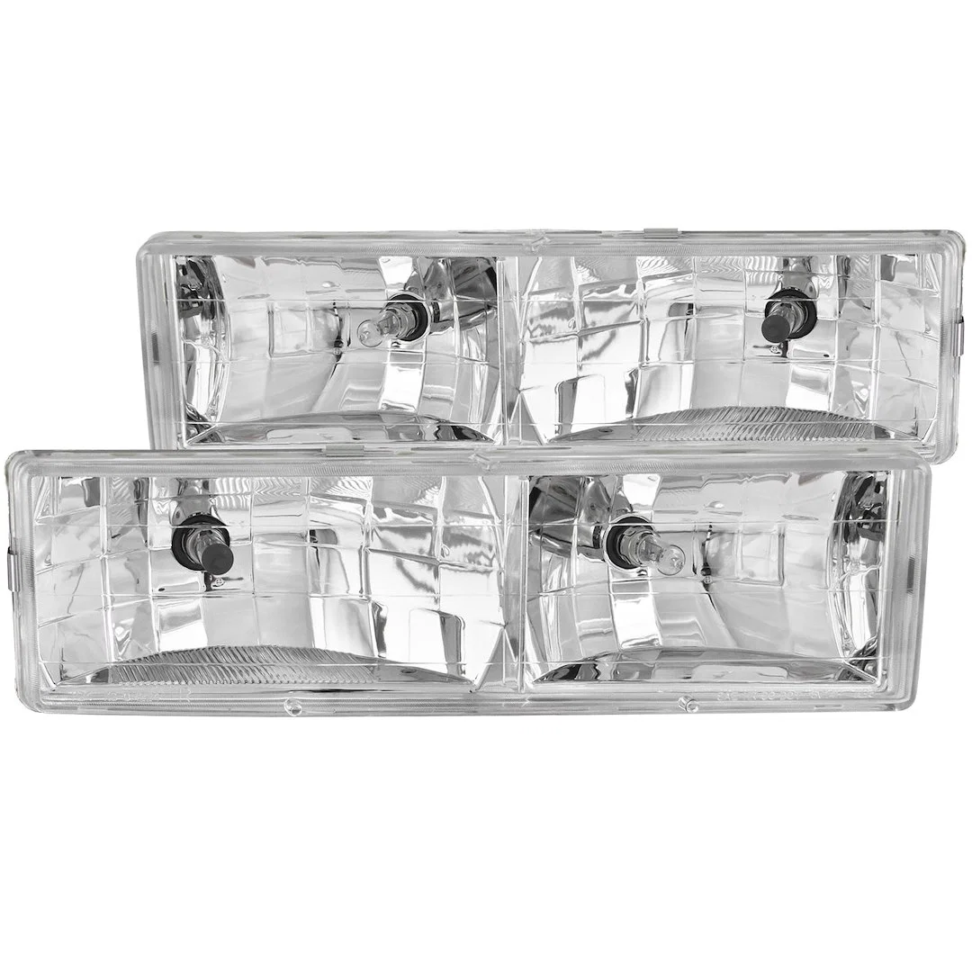 111004 – ANZO Headlight Assembly, Halogen Bulb Standard Beam 9005/ 9006 White Bulb Clear Lens Chrome Housing Set Of 2